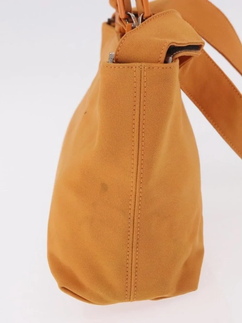 Salvatore Ferragamo Vala Hand Bag Canvas 2way Orange Silver Auth BA13480